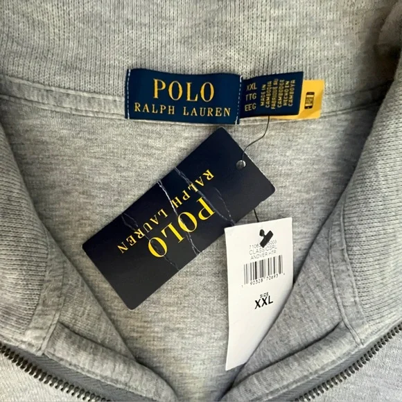 Polo Ralph Lauren Men’s XXL Gray Zip Pullover Sweater Classic-Vintage Look